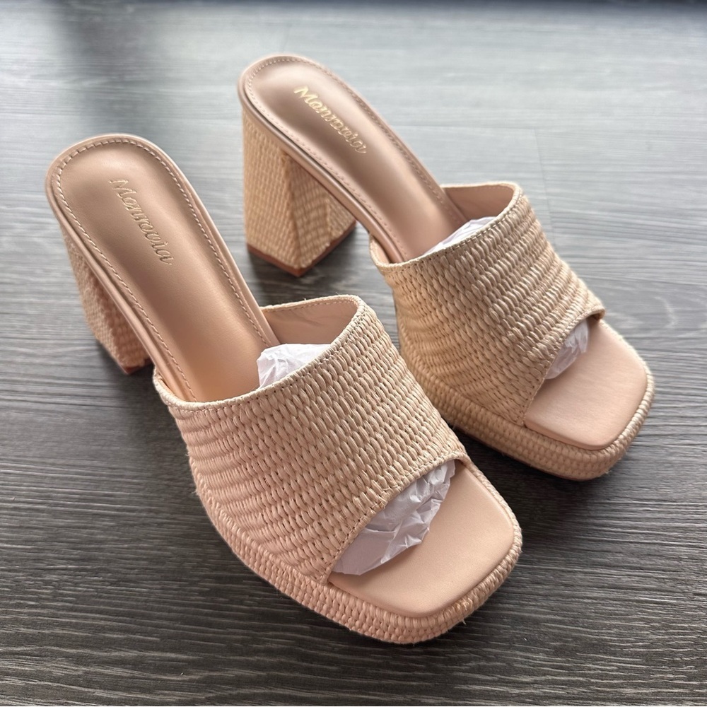 NEW Raffia Platform Sandal in Beige - Size 8.5 - Picture 7 of 11
